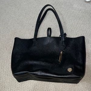 Vince Camuto textured black leather tote